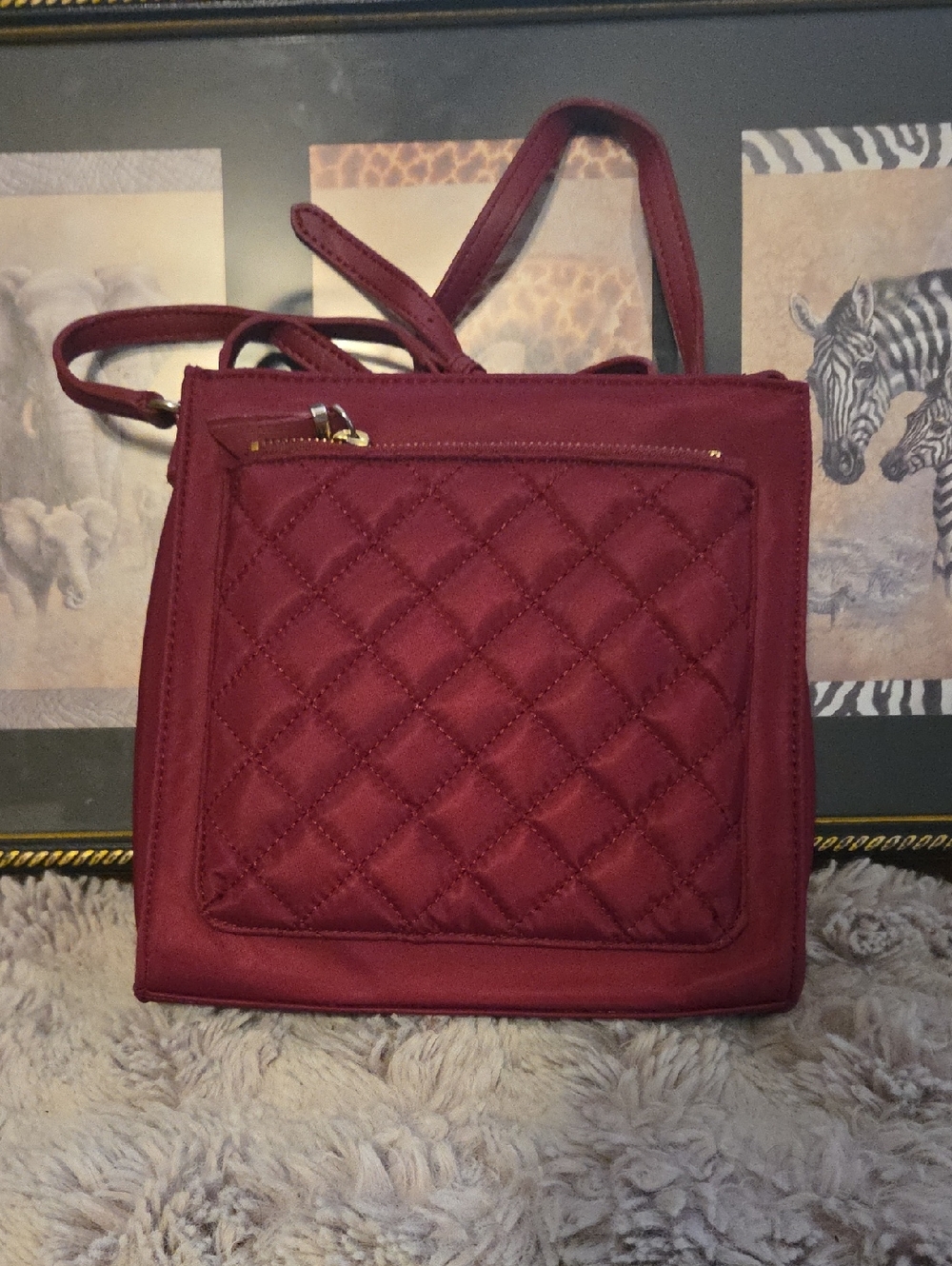 Talbots Quilted Crossbody Bag in Burgundy